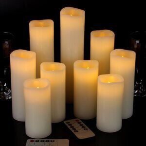 Flameless Candles Battery Operated Candles Real Wax Pillar LED Candles with 10-K